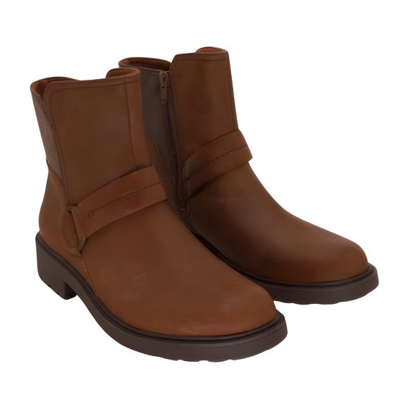 Clarks Shoes - Clarks Dark Tan Leather Opal Rose Ankle Boot Womens Shoes, Dark Tan Lea, Size 9